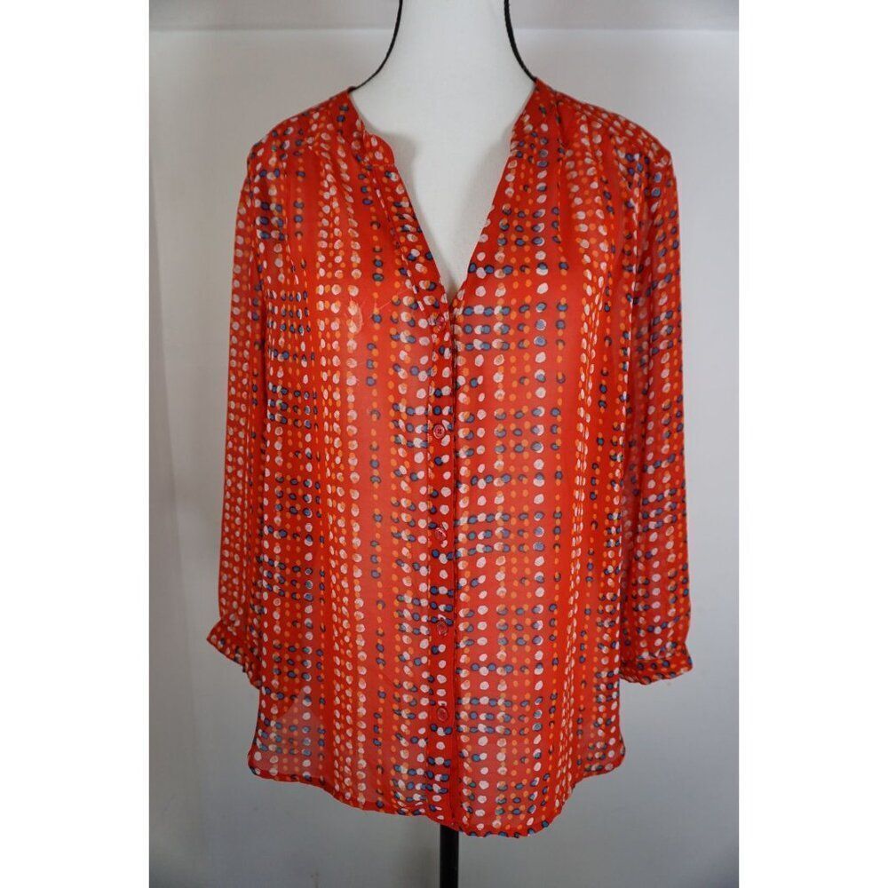 Old Navy Women’s Sheer Red Polka Dot Blouse - Size L